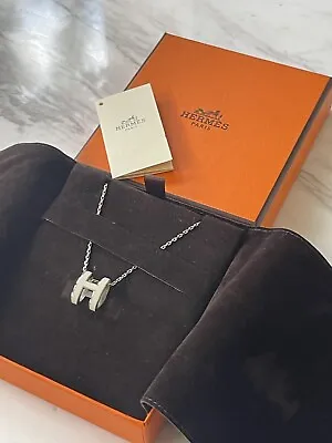 $599 • Buy Hermes Mini Pop H Necklace White/silver