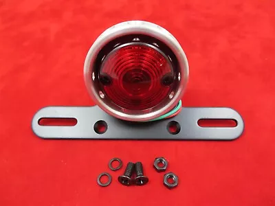 Taillight Vintage Drilled Harley Custom Bobber Chopper Aluminum Ring Black Mount • $44