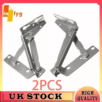 2 PCS Lift Up Spring Hinge Heavy Duty For Kitchen Cupboard Cabinet Silver UK • £9.94