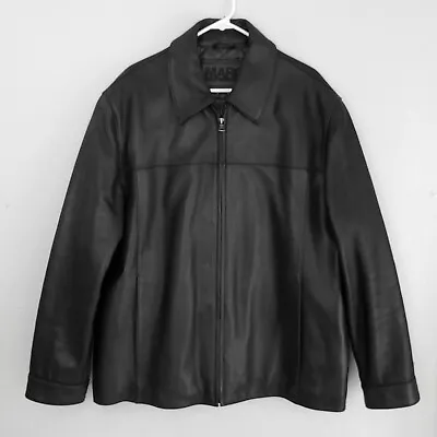 MARC New York Men's XL Black Leather Bomber Moto Jacket Andrew MARC Coat • $112.50