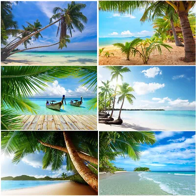 5x3/7x5ft Beach Seaside Sky Photography Background Vinyl Summer Blue Backdrops • £10.04