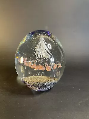 Large Art Glass Controlled Bubble 4.5” Egg Shaped Paperweight  • $57.80