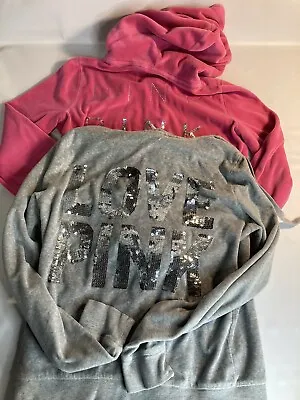 PINK Victoria Secret Velour Sequin Jackets Pink And Grey Lot 2 • $28