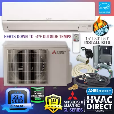 12000 BTU 23.1 SEER Mitsubishi Mini Split Single Zone A/C Heat Pump MZ-GL12NA • $2090