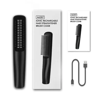 Portable Electric Ionic Hair Straightener Brush Negative Ions Hairbrush Combs • £16.72