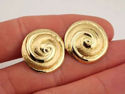 Stunning 18ct Yellow Gold Dual-Finish Spiral Earrings MASSIVE • £389.99