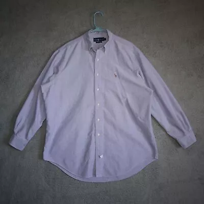 Ralph Lauren Shirt Mens 17 35 Purple Cambray Button Down Casual Oxford Dress • $18