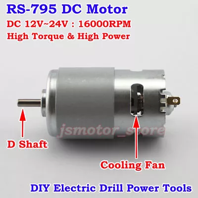 DC 12V 24V 16000RPM RS-795 Motor Dual Ball Bearing Large Torque High Power Motor • £18.37