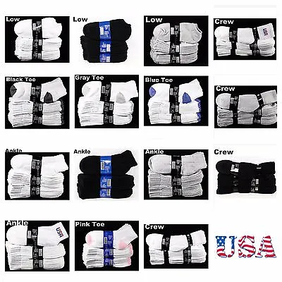 Mens Women Sports Athletic Everyday Socks 9-11 10-13 Cotton Crew Ankle Low Cut • $9.97