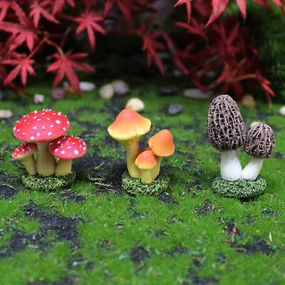 Realistic Garden Mushroom Ornament Decoration Gift Resin Figurine Miniature • £2.75