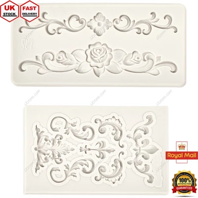 £4.89 • Buy 2Pcs Silicone Vintage Fondant Mould Cake Relief Baking Mold Decor Border Crafts