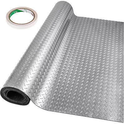 VEVOR 3.9x6.5ft Diamond Garage Flooring Roll Out Protecting Mat Silver PVC Vinyl • $29.09