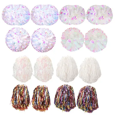 1Pair Metallic Shiny Cheerleading Pom Poms Ring/Handle Rainbow Dance Fancy Dress • £10.31