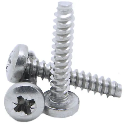 No 2 4 6 8 10 POZI PAN HEAD BLUNT POINT SELF TAPPING SCREWS TAPPERS A2 STAINLESS • £2.70