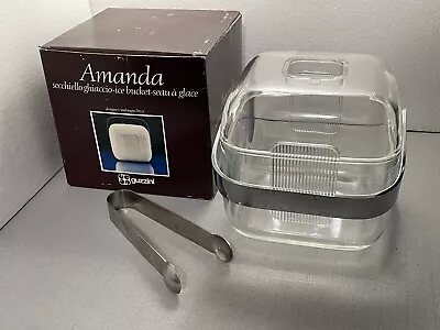 Vtg MCM Guzzini Amanda Lucite Ice Bucket In Original Box Boda Novo Tongs EUC • $19.95