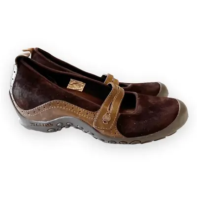 Merrell Plaza Bandeau Chocolate Suede Women’s Size 7.5 Mary Jane Sporty Shoes • $38