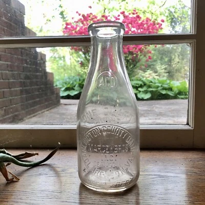 $39.99 • Buy Qt Milk Bottle Arlington County Dairy Marcey Bros Inc Clarendon VA Virginia Emb