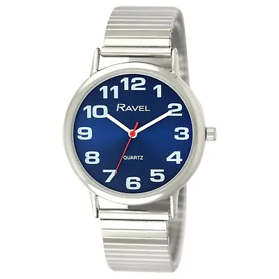 Ravel R0208.46.1 Gents Easy Read Blue Dial Watch With Chrome Expanding Bracelet • £11.28