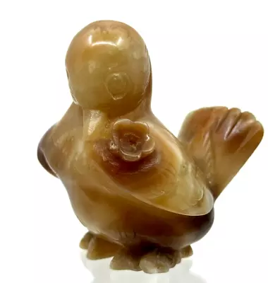 Vintage Italian Alabaster Marble Hand Carved Carmel Colored Bird  Figurine • $24.95