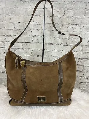 VINTAGE MOSCHINO SUEDE REDWALL Shoulder Bag CROSSBODY Leather Tobacco Brown • $174.26