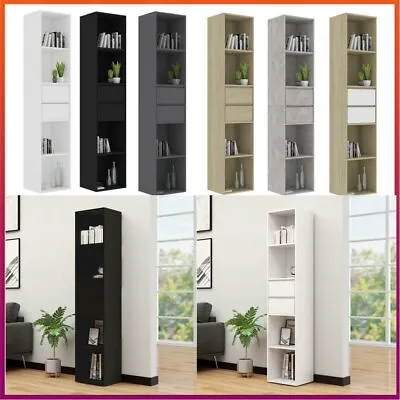 Wodden Tall Cabinet Book Shelves Bookcase Storage With Drawer Unit Free Standing • £114.99