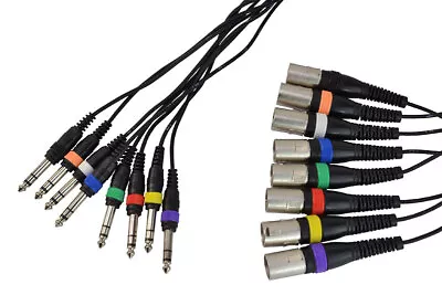8 Way XLR Male To Jack Stereo Cable Loom Patch Lead 3m • £21.95