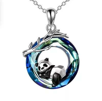 Panda Necklace Fashionable Elegant Circle Pendant Necklace • £4.99