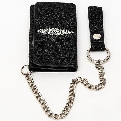 Stingray Leather Bikers Wallet With Shark Leather Interior With Chain • $180