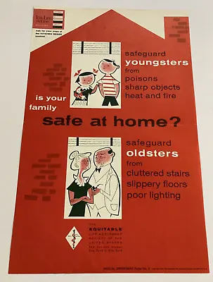 1955 Mid Century Safety At Home? Poster Equitable Life Assurance Medical Dept • $27.72