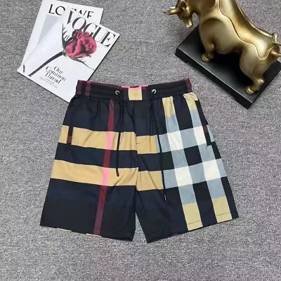 BBR Burberry Plaid Men's Beach Casual Shorts! Black • $125