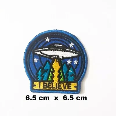 I Believe UFO Patch Embroidered Badge Iron On / Sew On Pony Riding Cloth Patches • £2.79