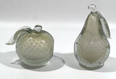 Murano Pair Of Alfredo Barbini Mid Century Art Glass Apple & Pear Bookends • $299.95