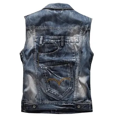 £31.15 • Buy Fashion New Vest Motorcycle Denim Jacket Men Coat Slim Cowboy Tooling Waistcoat