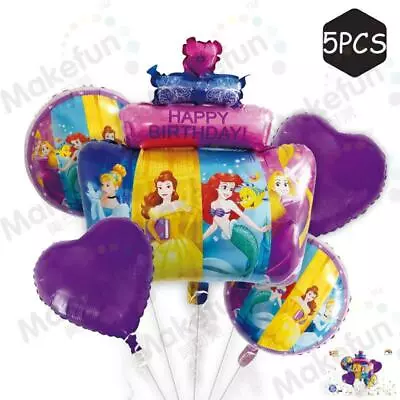 5PCS DISNEY PRINCESS CAKE ARIEL BELLE BIRTHDAY BALLOON HELIUM Foil Balloon PARTY • $12.50