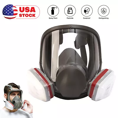 Full Face Gas Respirator Mask Reusable Anti-fog With Filters Painting Spraying • $25.99