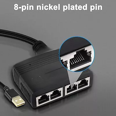 RJ45 Ethernet Splitter Cable 1 To 4 Ways For Network Plug Connector Portable • $23.68