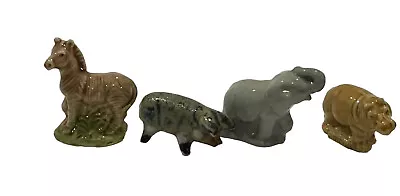 VTG 4 Wade England Animal Figurines Miniature Elephant Pig Horse Rhino Lot Of 4 • $14.99