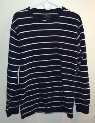 Polo Ralph Lauren Pullover Sleepwear 100% Cotton Size L Blue W White Stipes • $13