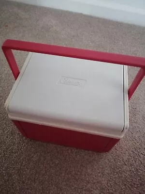 Vintage Coleman 1995 Small Red Lunchbox 6 Pack Flip Lid Cooler Model 5205 USA • £30