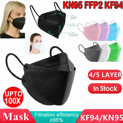 50/100x KF94 N95 KN95 Mask Disposable Particulate Respirator Face Masks 4/5Layer • $10.79