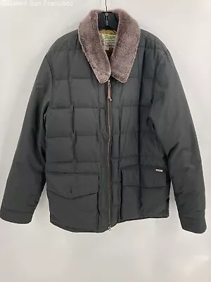 Eddie Bauer Mens Gray Pockets Full Zip Goose Down Puffer Jacket Size Large • $44.99