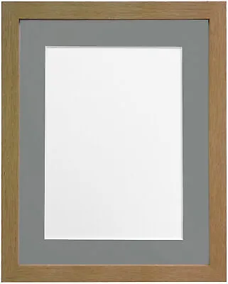 Oak Picture Photo Frames With Light Grey Or Dark Grey Mounts 20x16 A3 A4 A2 H7 • £19.18