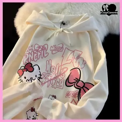Hello Kitty Y2K Hoodie - Sanrio Gifts Kawaii Hoodie Cute Hoodies For Girls Top • £20.60
