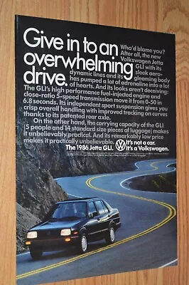 ★1986 Vw Jetta Gli Original Vintage Advertisement Print Ad 86 • $9.99