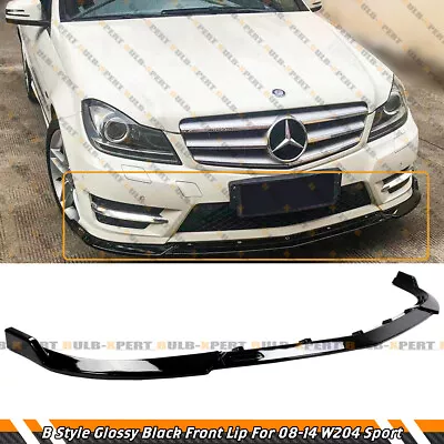 Gloss Black Front Bumper Lip For 2008-14 Mercedes Benz C250 C300 W204 Amg Sport • $52.99