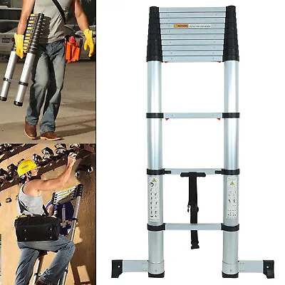 12.5FT Telescoping Ladder One Button Retraction Extension Step Ladder 330 Lbs • $75.98