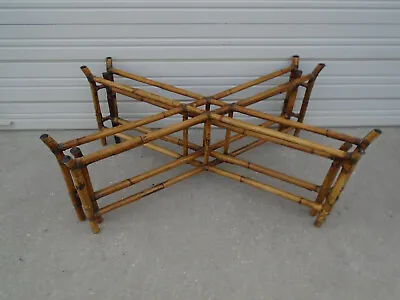 Bamboo Coffee Table Fretwork Baker STY Rattan Regency Tropical Coconut Shell LG • $499