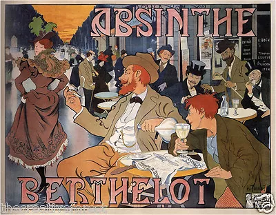 Absinthe Berthelot 1898 Vintage Liquor Advertising Canvas Giclee 30x24 In. • $57.72