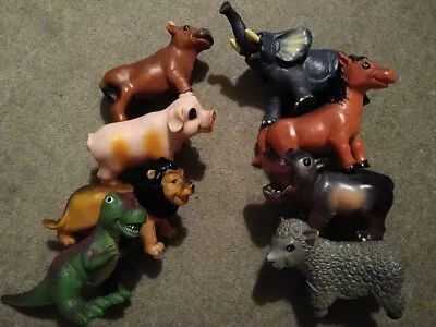 FARM / ZOO / Dinosaur ANIMALS PLASTIC TOY FIGURES Bundle Of 8 • £1.99