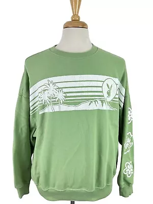 Pacsun Sweater Women's One Size Playboy Bunny Green White Pullover Loungewear • $24.77